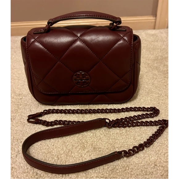 Tory Burch Burgundy Quilted Crossbody Bag - Picture 2 of 8